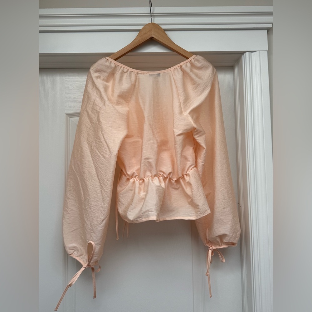 Topshop Peach Wrap Peplum Blouse - Picture 2 of 2